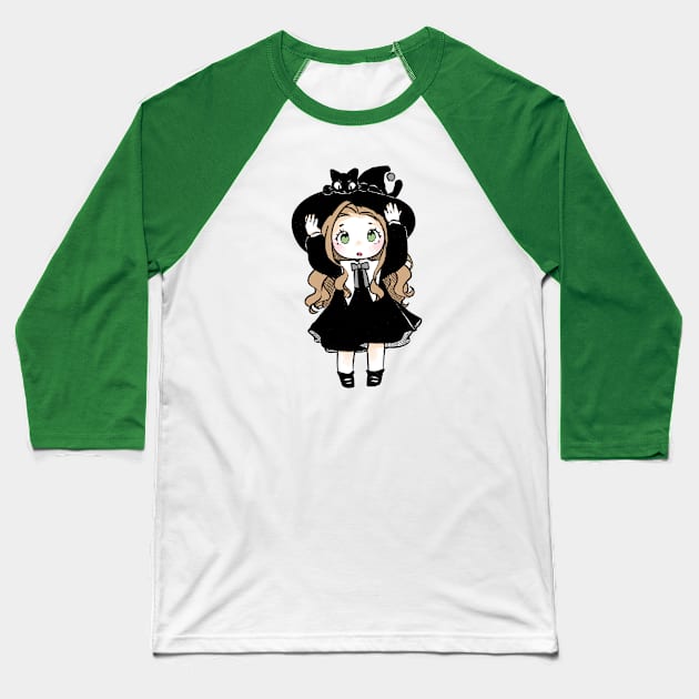 Witch Girl 3 Baseball T-Shirt by Kate Paints